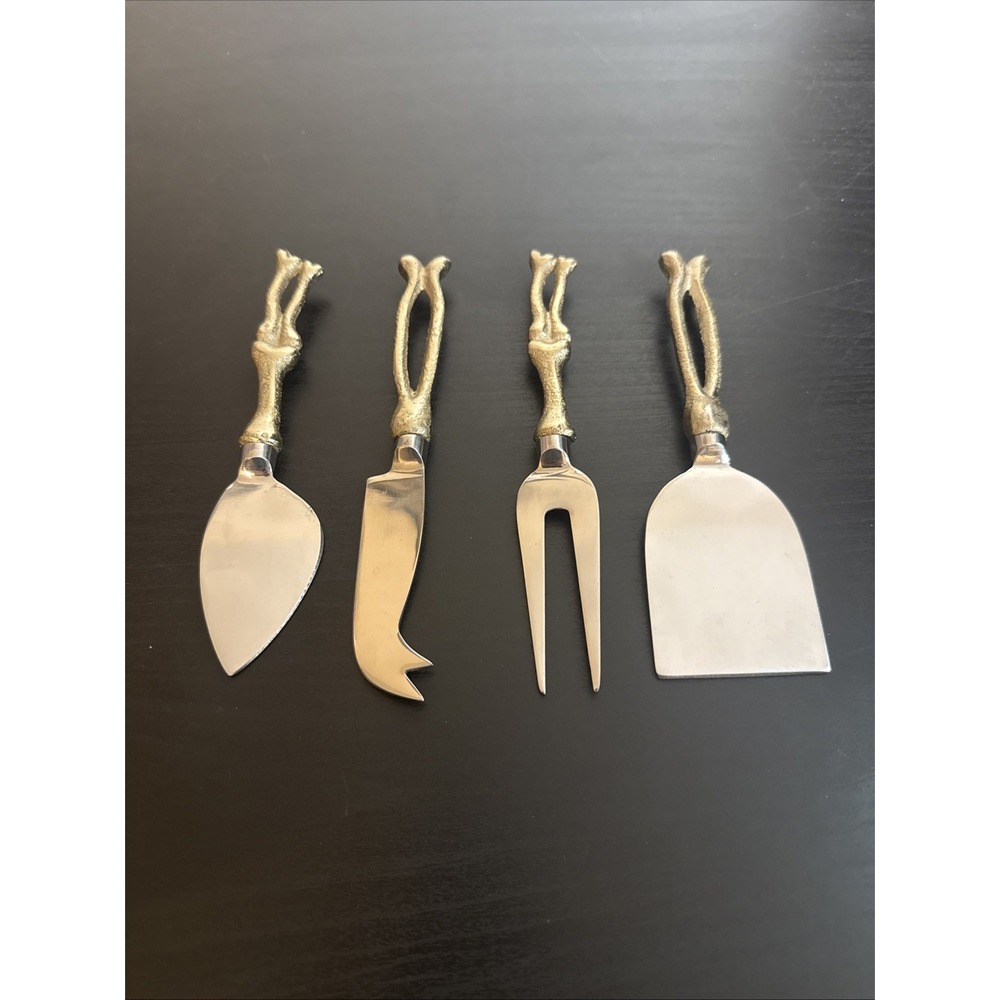 Broomstick Blvd Bone Handle Cheese Knife Set Gothic Halloween Spooky